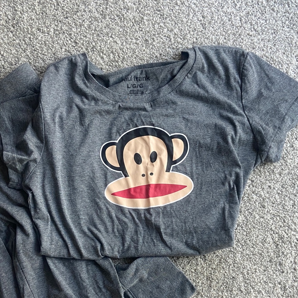 Paul Frank Charcoal Gray Pajamas with Monkey Face and Red Mouth